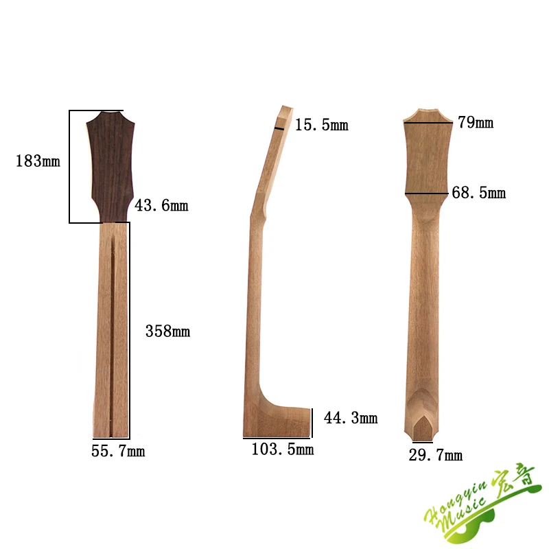 36in GS Style Guitar  596mm Chord Length Neck Head Mahogany Okoume Wood Neck Rosewood Head Plate Semi-manufactures