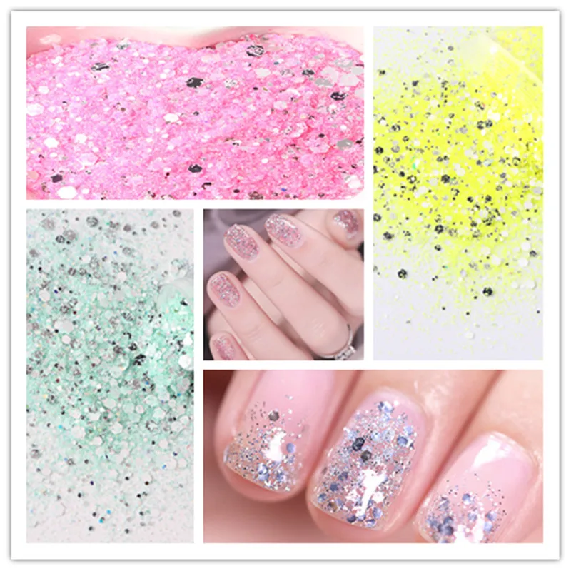 Nail Art Glitter Sequins 3D Mirror Hexagonal Sequin Flakes Nail Sequins Mix Nail Art Decorations Nail Supplies 50g