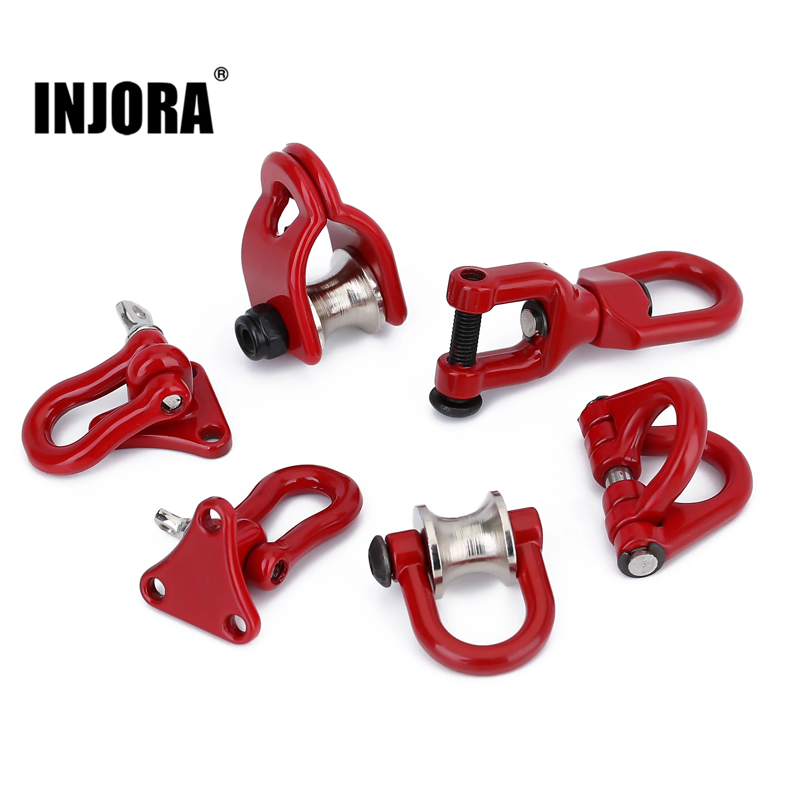 INJORA 1PCS Metal Tow Hook Pulley Accessories for 1/10 RC Crawler Car TRX4 TRX6 Axial SCX10 90046 Redcat Gen8