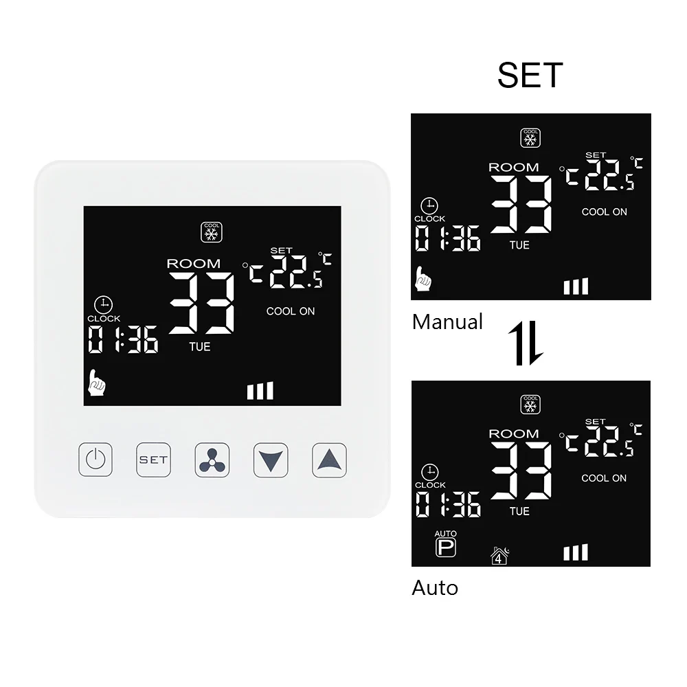 AC 230V 5A WIFI Telecomando Termostato per Aria Condizionata Centralizzata e Fan Coil Intelligente Regolatore di Temperatura Regolatore