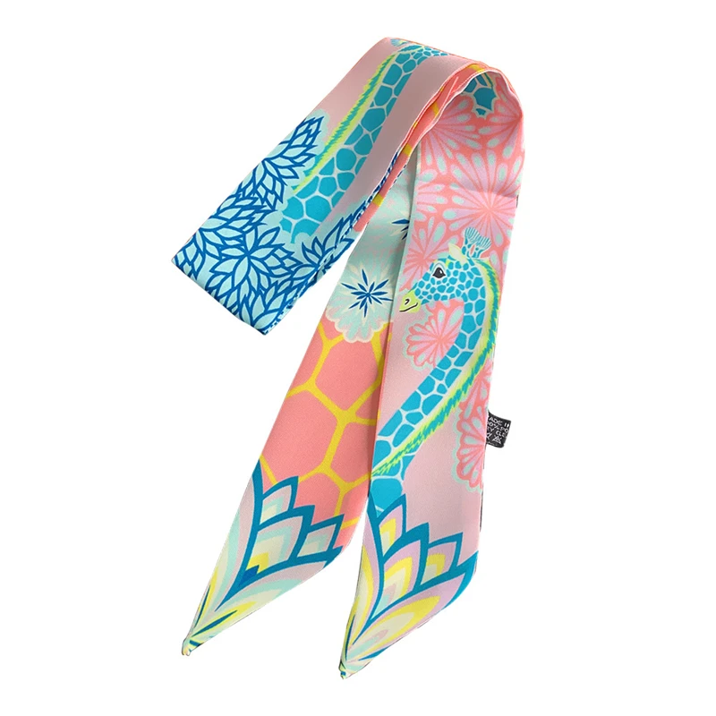 Giraffe Printed Ribbons Small Long Silk Scarves Fashion Women\'s Bags Accessories Tie New Scarf For Headband Headsacrf