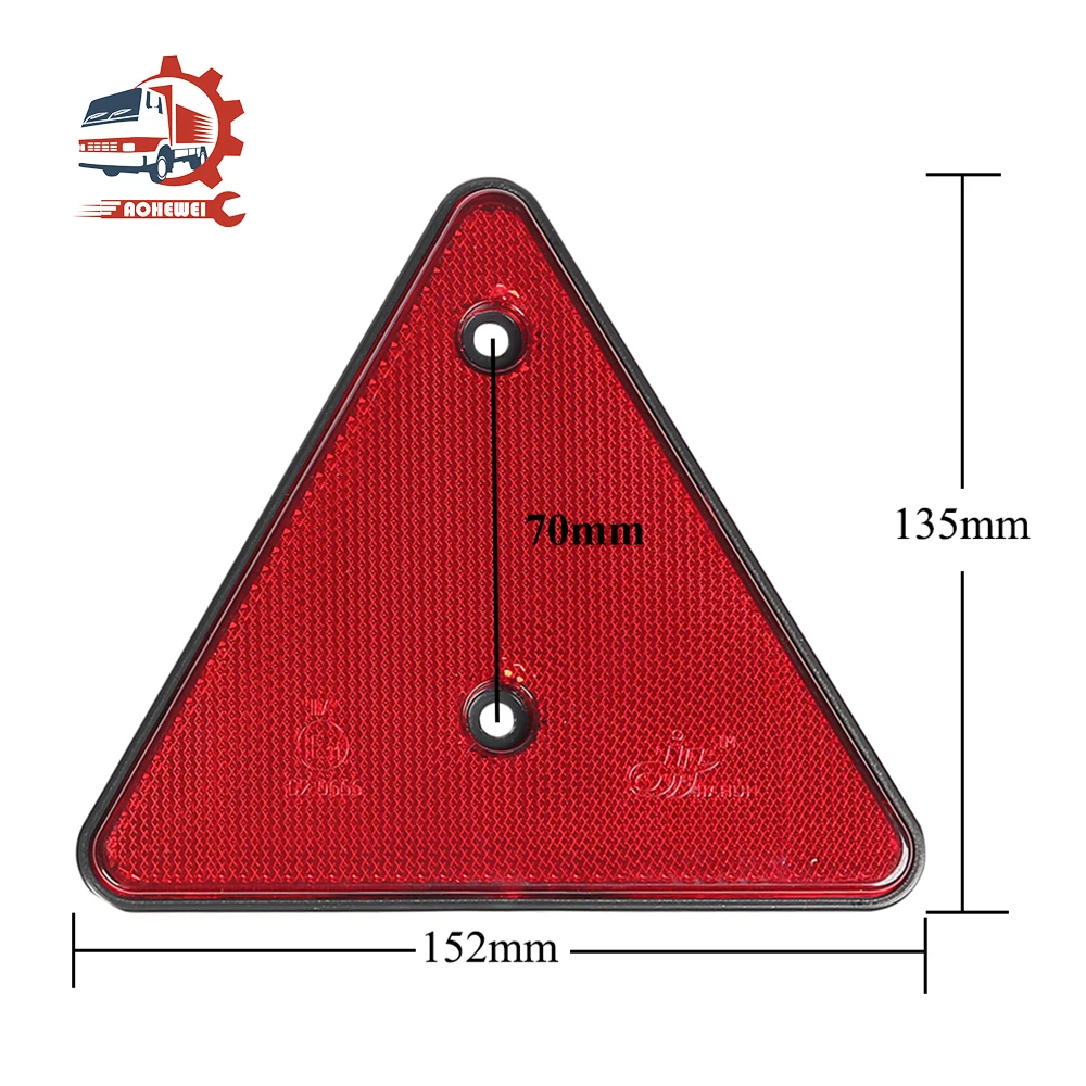 AOHEWEI 1Pc Red Triangle Reflector Rear Reflective Strips for Trailer Caravan Truck Screw Fix on Tail Side Position Fence Safty