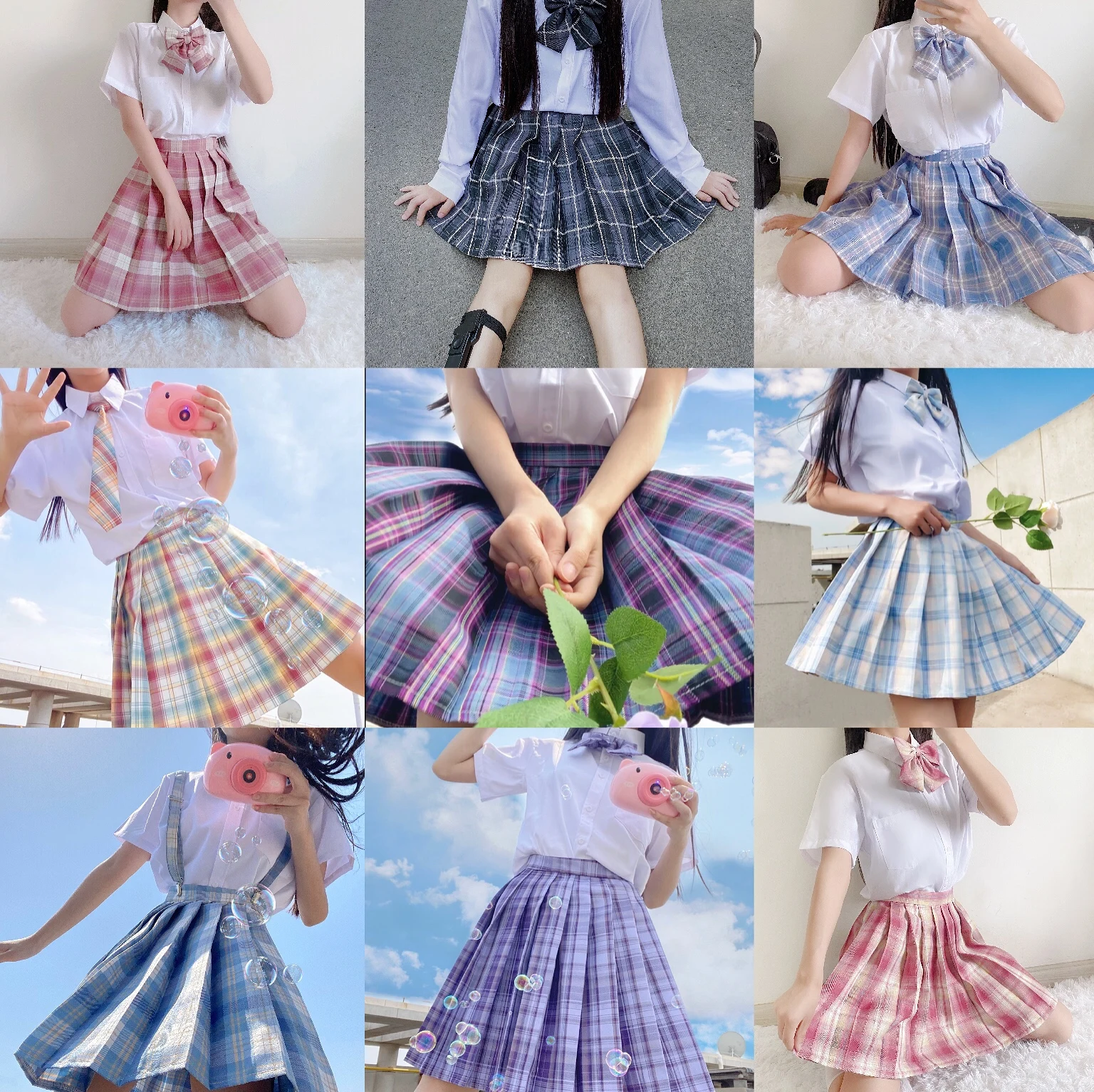 Plaid Summer Women Skirt 2021 High Waist Stitching Student Pleated Skirts Women Cute Sweet Girls Dance Mini Skirt