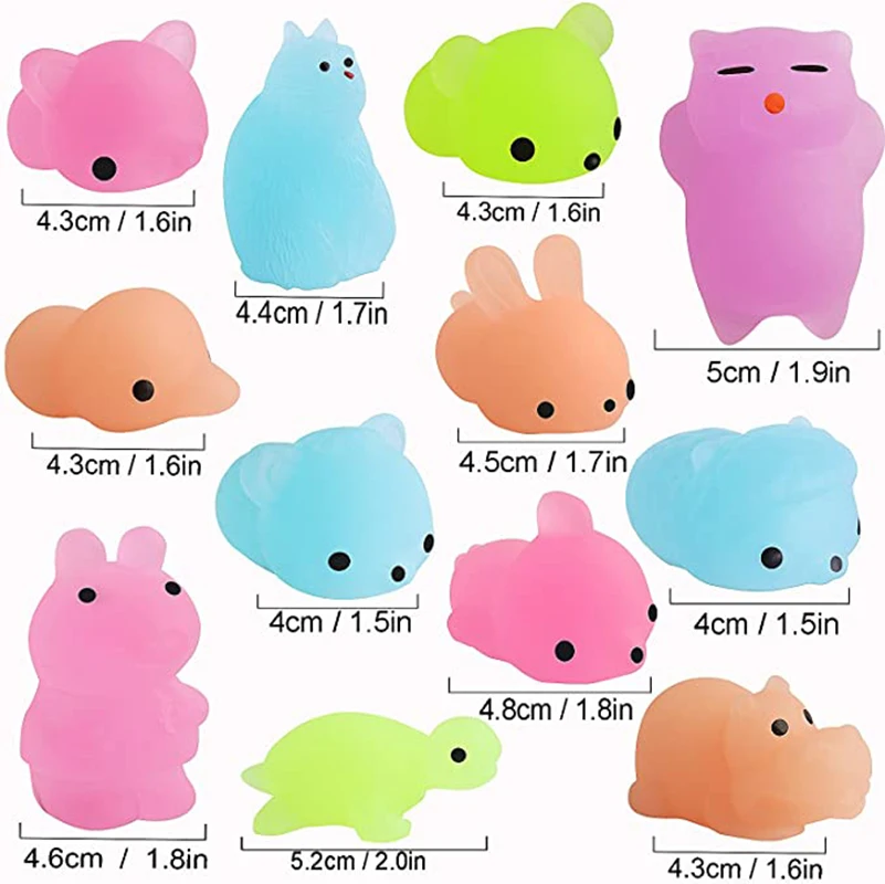 5Pcs Mochi Squishy Squeeze Cat Cute Antistress Squish Set Soft Mini Animal Squichy Glow In The Dark Kids Toys For Children