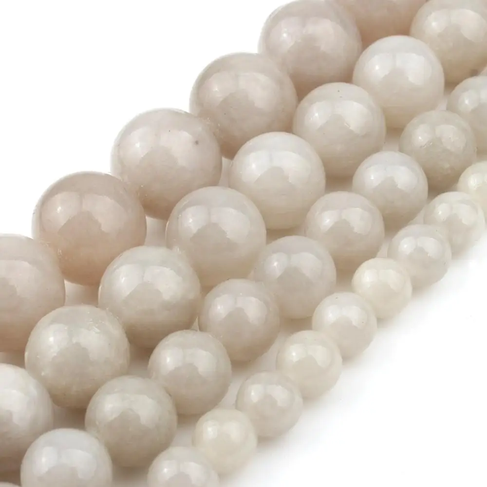6/8/10/12mm Gray  Jades Stone Beads Round Loose Beads For Accessories Jewellery Making DIY Bracelet 15\'\'/Strand