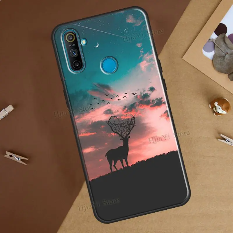 Deer Silhouette Painting Case For OnePlus 10 Pro 9 8T Nord2 9R Cover For Realme GT Neo 2 GT Master C21 8i 9i 8 Pro