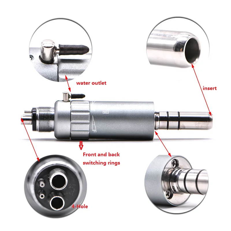 Dental Low Speed Handpiece 4 Hole 1:1 Ratio Air Motor Matching All E-type Contra Angle Dentist Machine