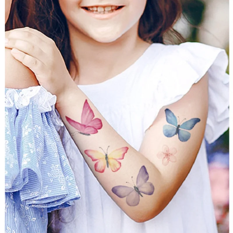 Temporary Tattoo for Women Child Tattoo Stickers Waterproof Butterfly Transfer Paste on Face Arm Leg for Children Body Art Girls