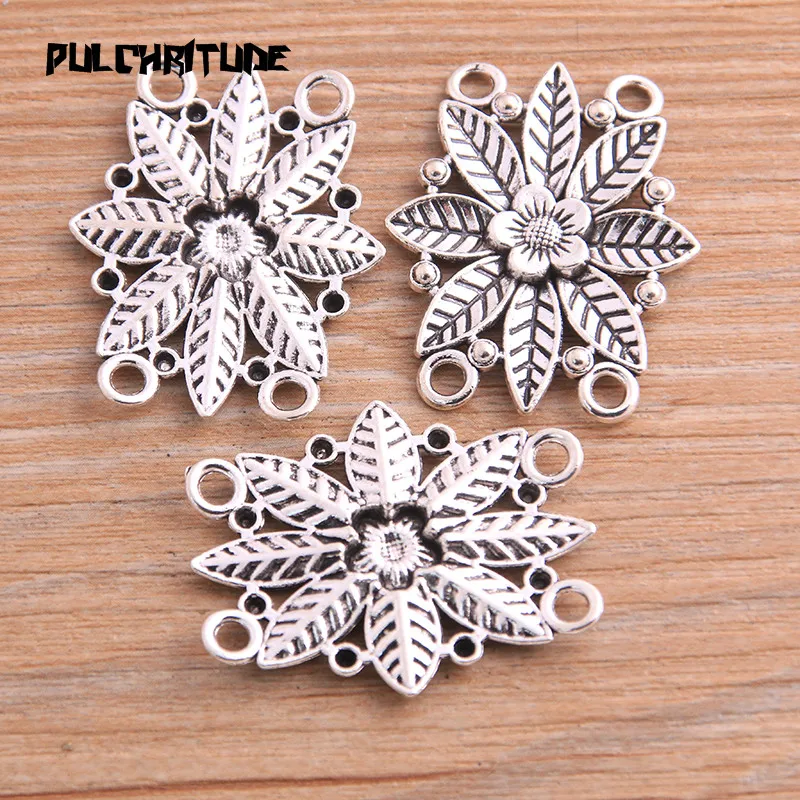 6pcs 28*35mm New Product Two Color Zinc Alloy Hollow Flower Porous Connectors Jewelry Making DIY Handmade Craft