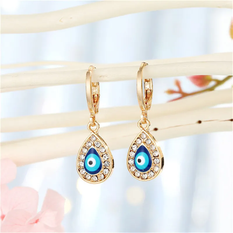 1Pair Heart Evil Eye Hoop Earrings For Women Gift Jewelry Fashion Simple Shiny Turkish Eye Fatima Hand Geometric Circle Earrings