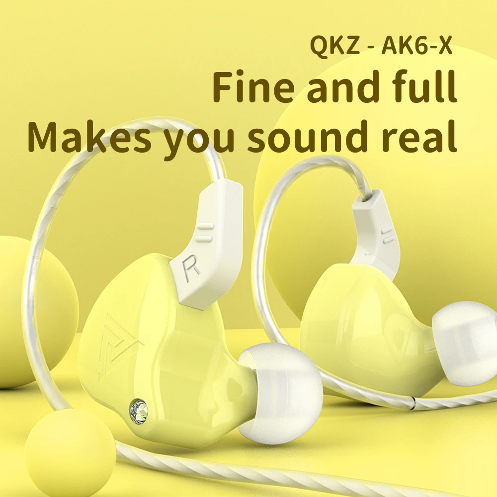 QKZ AK6-X AK9 3.5mm Wired Headphones Copper Driver Bass Earphone HiFi Stereo Headset Gamer Sport Earbuds With Mic fone de ouvido