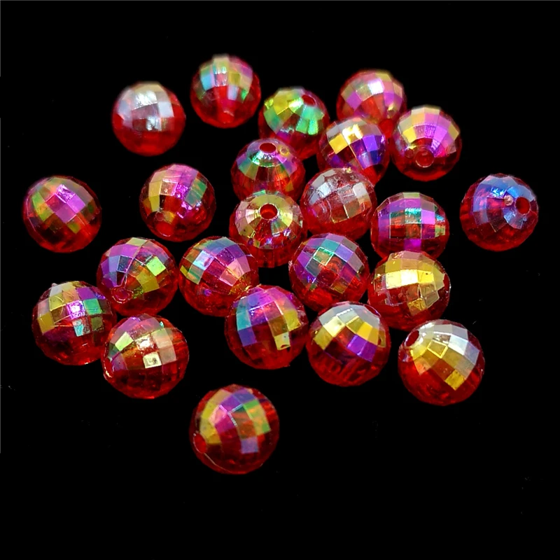 6/810mm Transparent Electroplated Beads AB Color Facet Acrylic Beads Loose Spacer Beads for Jewelry Making DIY Bracelet