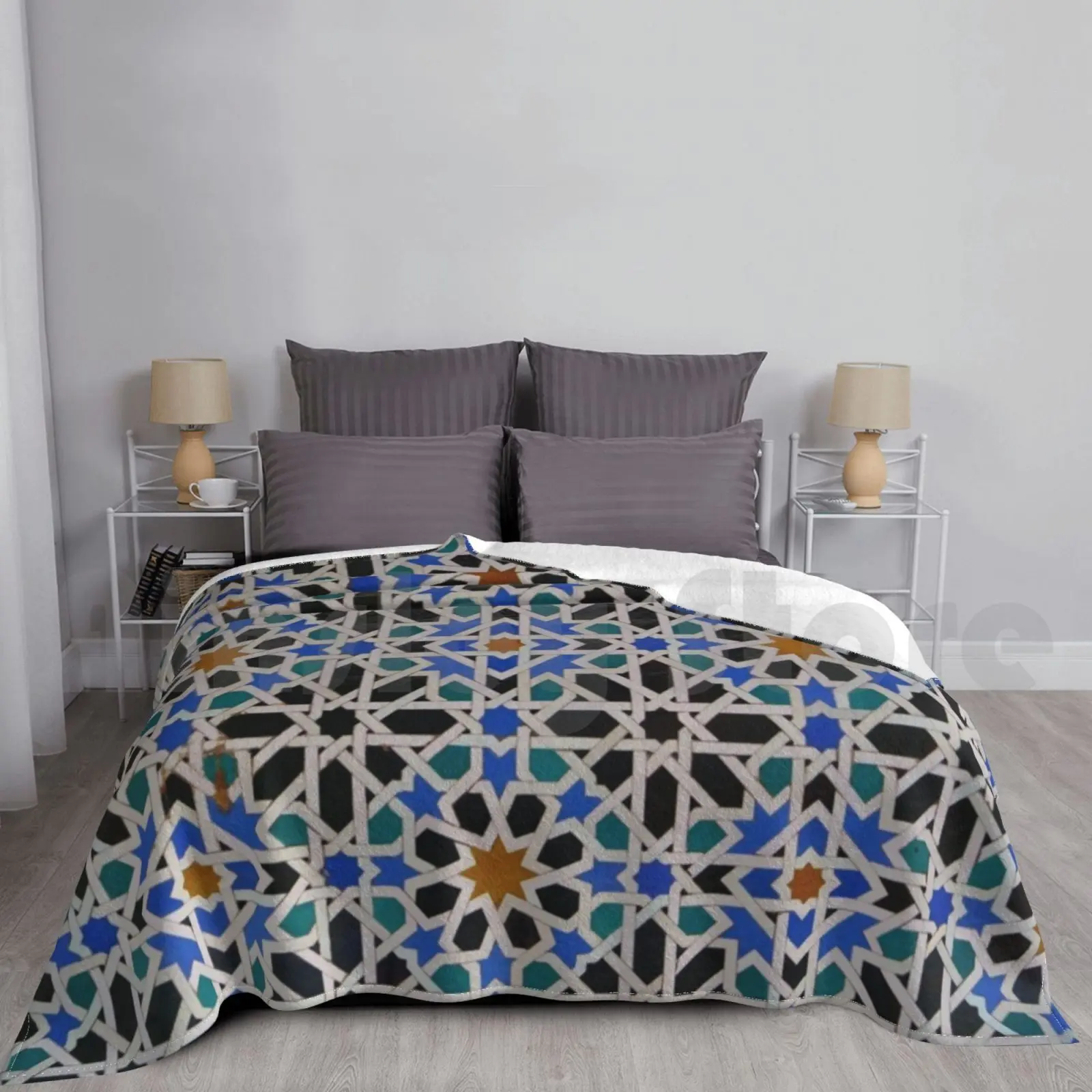 Seville Islamic Tile Pattern 2 Blanket Fashion Custom Seville Sevilla Spain Tile Tiles Islamic Pattern Islam