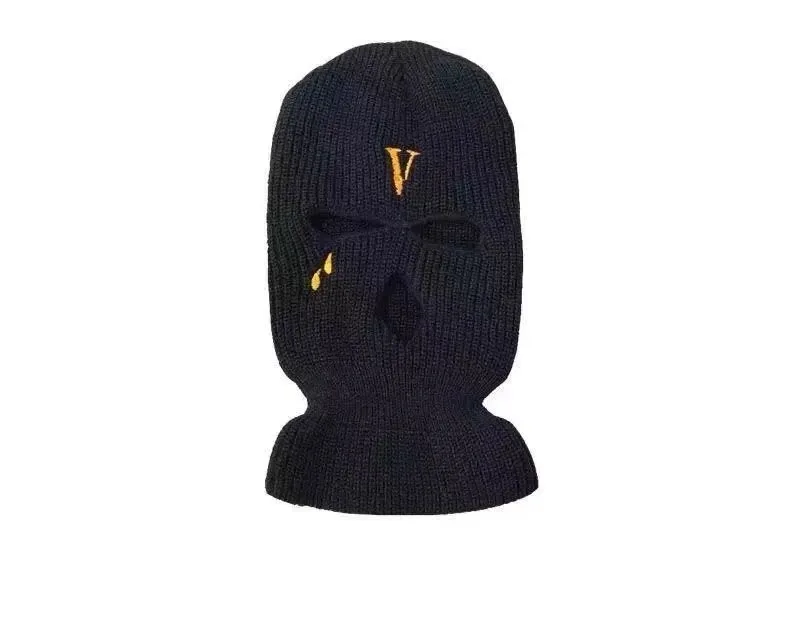 Winter Man Women Unisex VAND Lone Embroider v Tears 3 Holes Full Face Covered Ski Mask Balaclava for Outdoor Sport