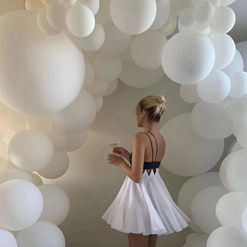 100pcs 10inch Matte Pure White Balloons Round White Art Shape Wedding Birthday Party Decoration Party Helium Balloons Air Globos