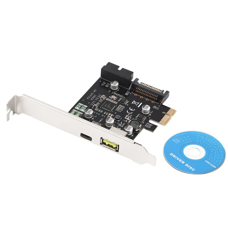 USB3.1 USB C PCI Express Expansion Card w BC 2.4A Charging,PCI-e to USB 3.1 Gen 1 Type-C w/ USB 20pin for 2 USB3 3.5 Front Panel