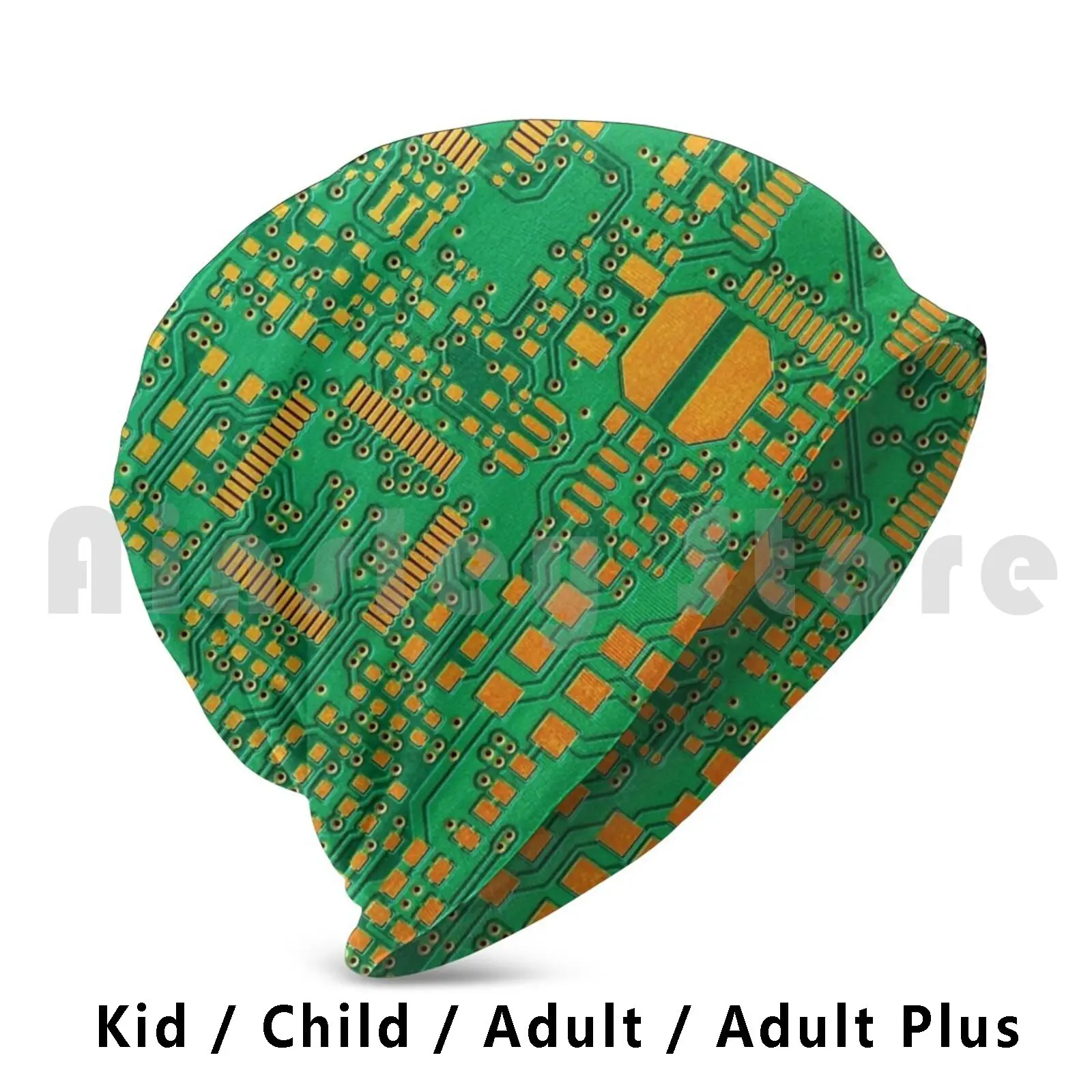 Green Electronic Circuit Board Beanies Pullover Cap Comfortable Green Board Chip Circuit Closeup Component Computer