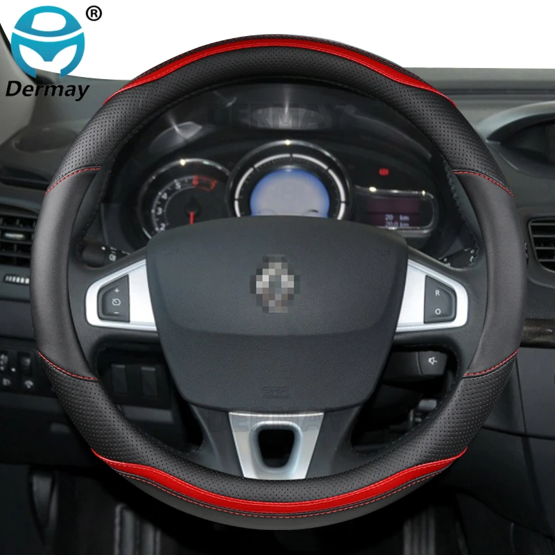 

Чехол для руля Renault Fluence, дышащая кожа из микрофибры + углеродное волокно, новые модные автомобильные аксессуары автомобильные товары