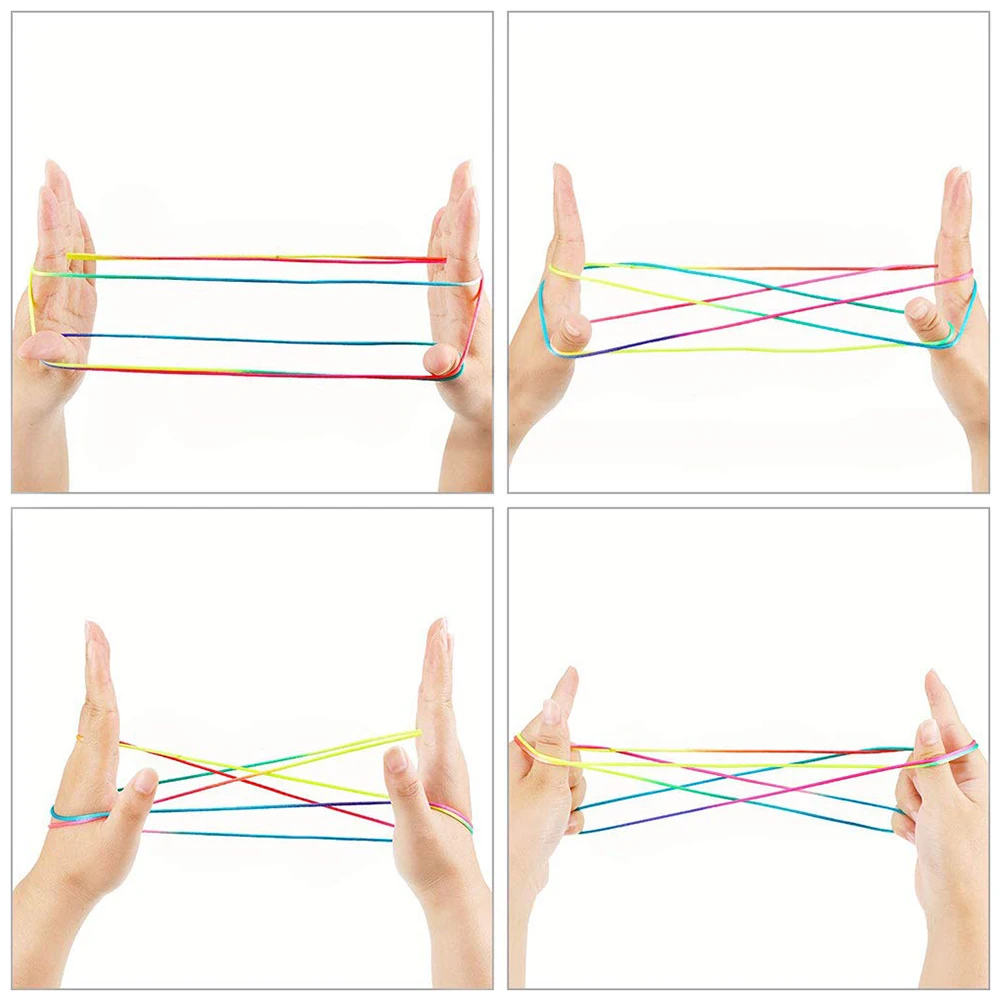 Kids Rainbow Colour Fumble Finger Thread Rope String Game Developmental Toy Puzzle Educational Game for Children Kids