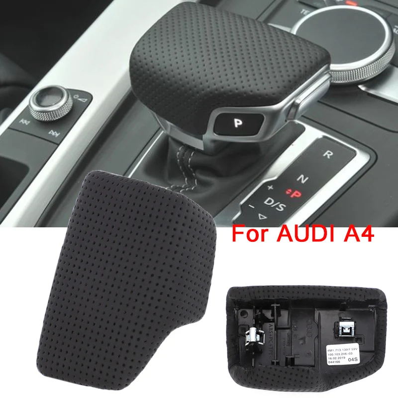 For Audi A4 B9 A5 Q7 Q5 2016-2019 Left Hand Drive Handball Lever Cover Black Perforated Leather Selector Handle Gear Shift Knob