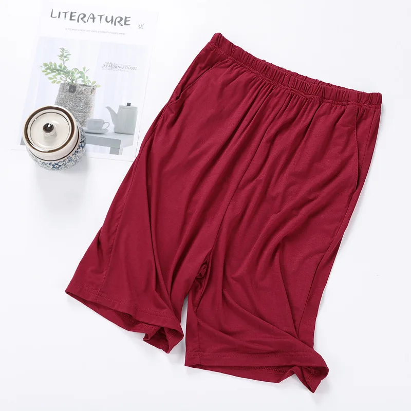 Large Size Summer Modal Mens Sleep Pants Casual Drawstring Short Pants Male Sleeping Shorts Loose Comfortable Men Sleep Bottoms