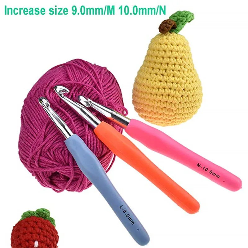 KOKNIT 1 Pezzo Del Crochet Gancio 2 millimetri (B)-10mm(N) ergonomico Extra Lungo Crochet Aghi Lane E Filati Del Tessuto di Lavoro A Maglia Aghi