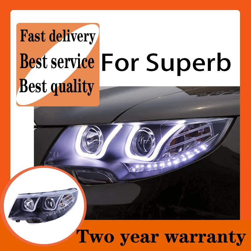 

Car Styling for Skoda Superb LED Headlight 2009-2013 Head Lamp Superb DRL H7 Hid Option Angel Eye Bi Xenon Beam