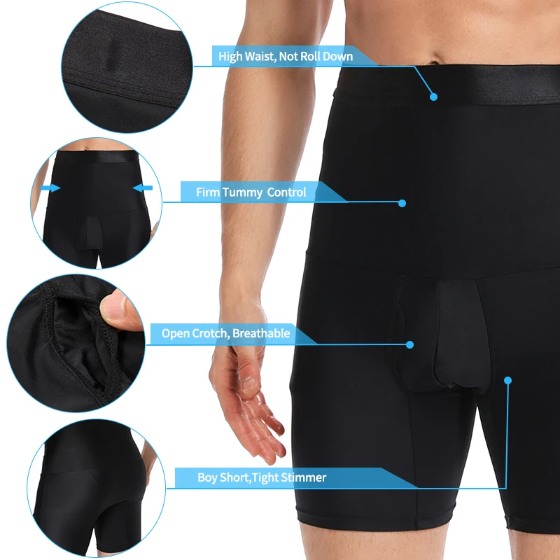 Men Waist Trainer Corset Tummy Control Shorts High Waist Slimming Shapewear Shorts Body Shaper Leg Underwear Boxer Briefs