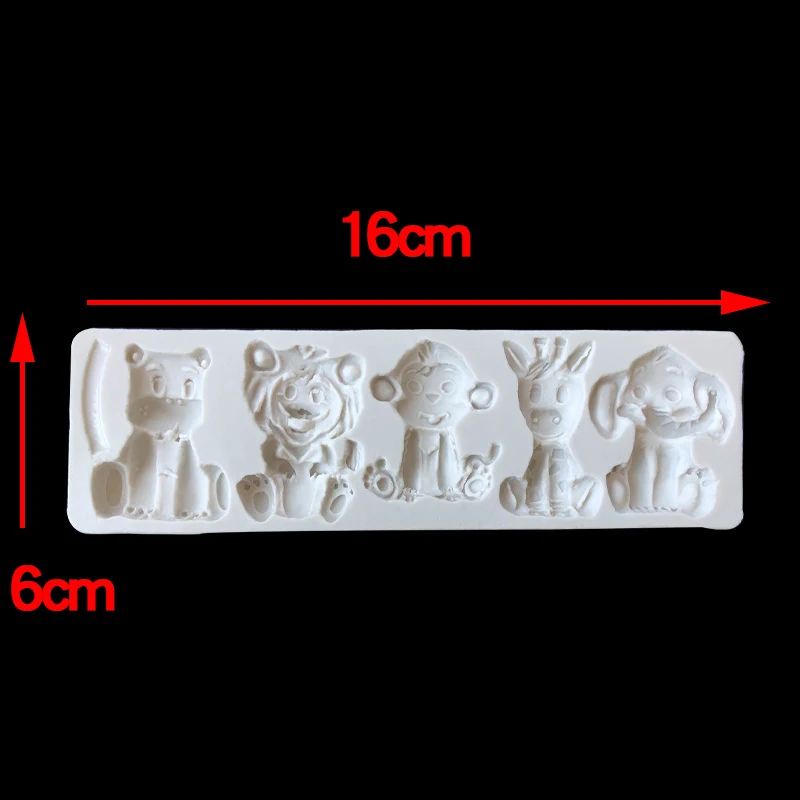 Animals Silicone Mold Elephant Lion Bear Giraffe Monkey Cupcake Topper Fondant Cake Decorating Tools Candy Clay Chocolate Mould