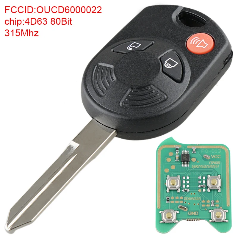 

315MHz 3 Buttons Remote Key Fob Entry 4D63 80Bit Chip Fit for 2006-2010 Ford F 150 250 350/Escape Focus Lincoln Mazda Mercury