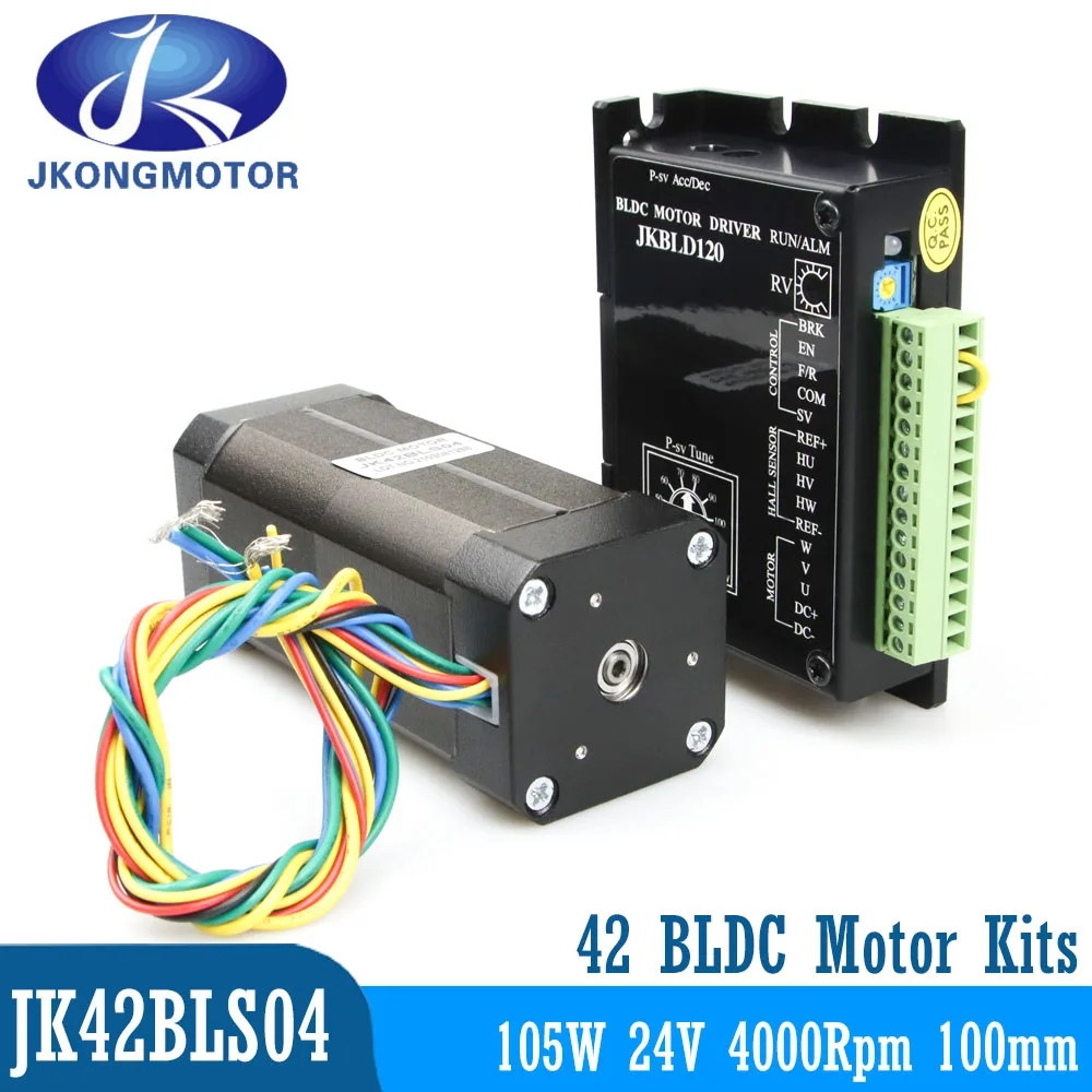 Jkongmotor 42BLS04 BLDC Motor 20A 24VDC 105W 4000rpm 0.25N.m 42mm Square Brushless DC Motor 42BLDC Hall Motor with Driver