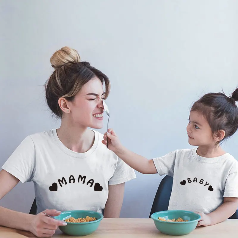 Summer Fashion Family Matching Clothes Mommy And Me Clothes Mother Daughter Matching T Shirt Mom Kids Printed Clothes