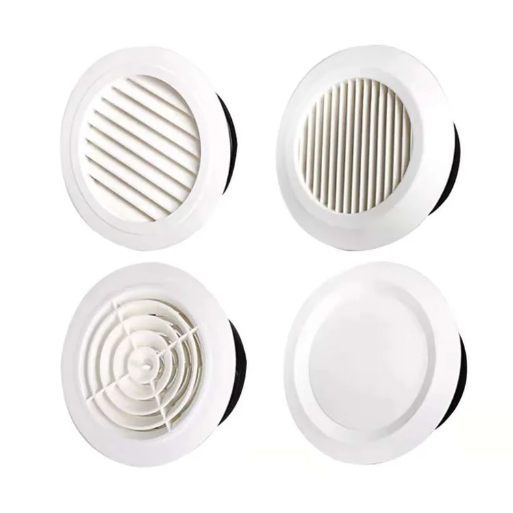 Round Adjustable Air Ventilation Cover Ducting Ceiling Wall Hole ABS Air Vent Kitchen Bath Air Outlet Fresh System