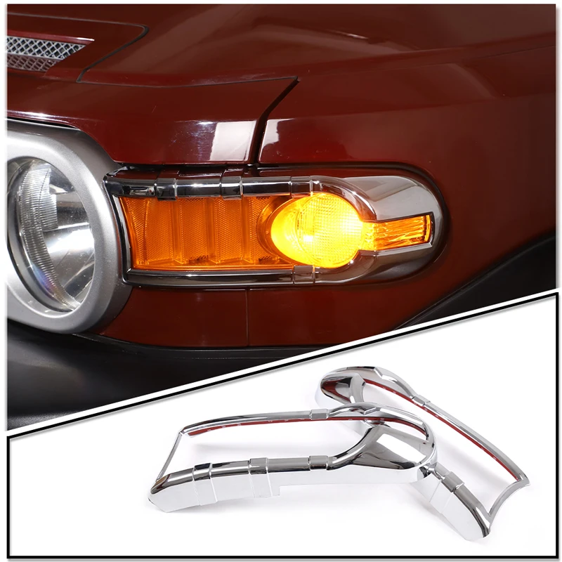 

Car Front Fog Lamp Frame Rear Tail Light Decoration Cover For Toyota FJ Cruiser 2007-2021 ABS Shiny Silver Exterior Accessories