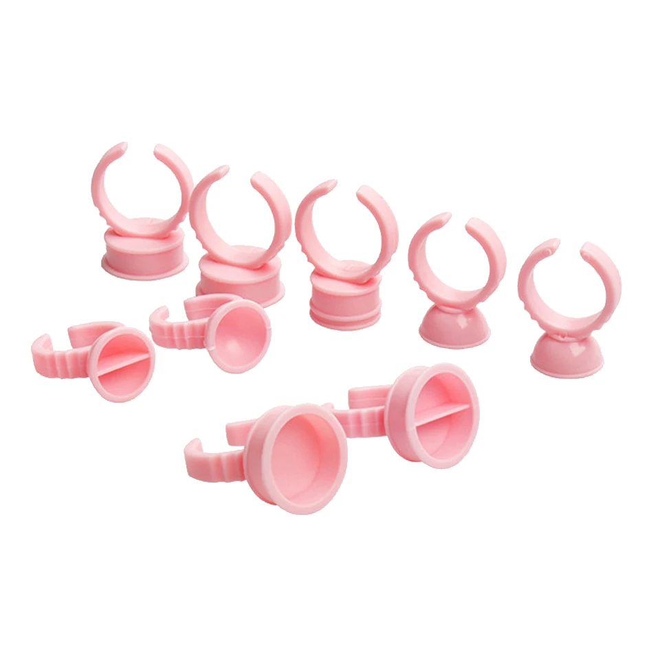 100pcs/lot Disposable Plastic Pink Tattoo Pigment Ink Ring Cup Container Holder For Permanent Makeup Tattoo Accessories