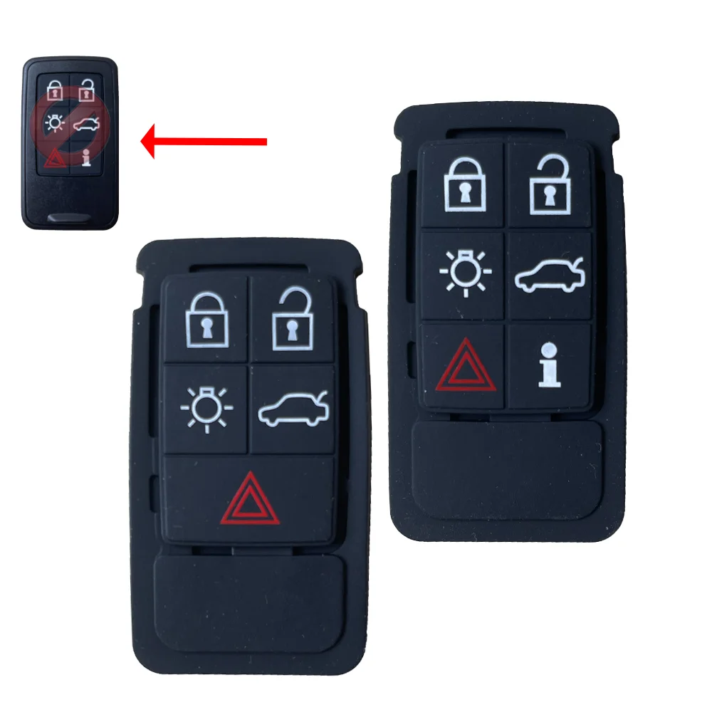 5 6 Buttons Remote Key Rubber Pad Replacement FOB For Volvo S60 S80 XC70 XC90 Black Rubber Mat Remote Key FOB Silicone Case