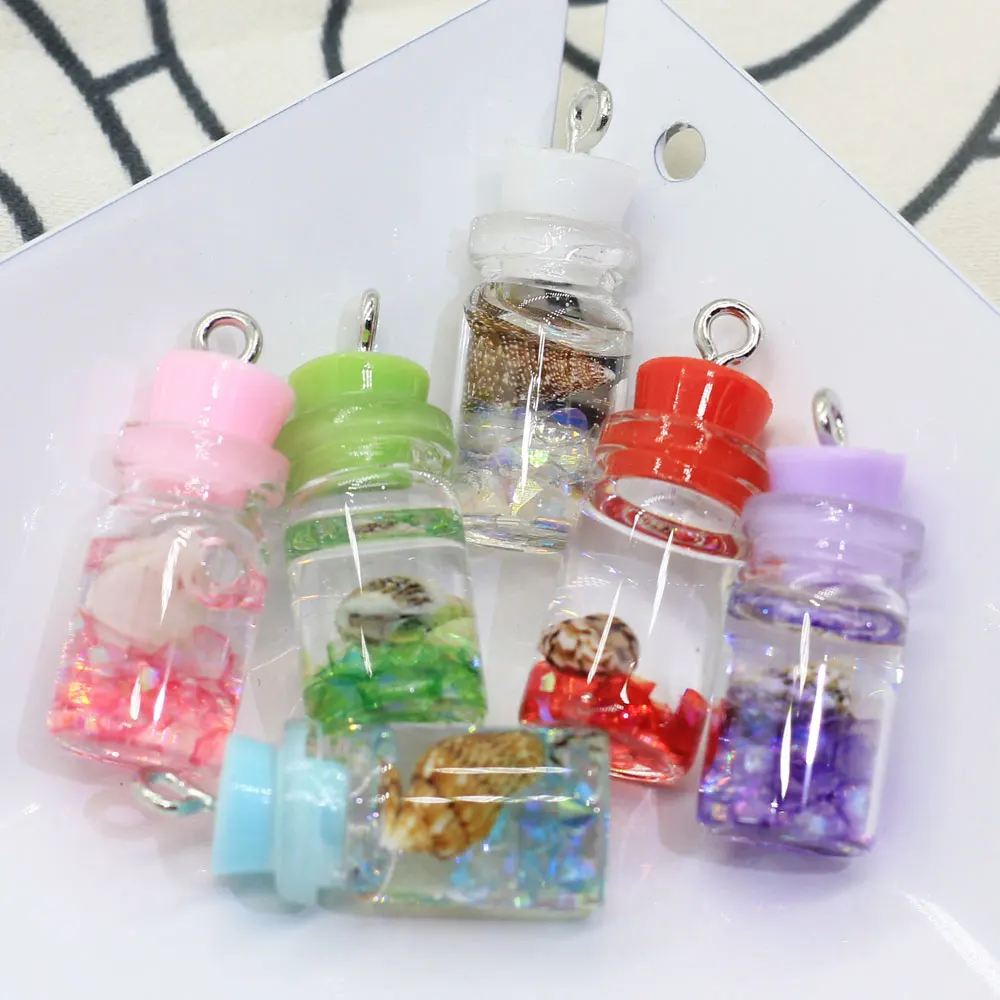 

100/50pc New Drifting Bottle Shell Design Resin Charms 3D Fashion Bottle Pendants Earring Charms For Fashion Jewelry Accessories