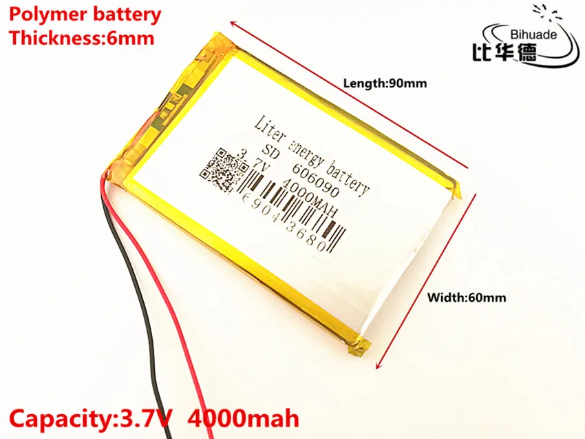 Polymer lithium ion battery 606090 3.7V 4000MAH can be customized wholesale CE FCC ROHS MSDS quality certification