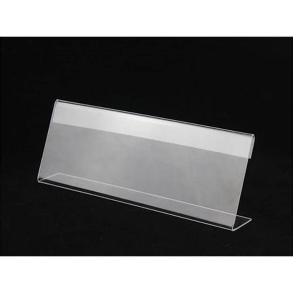 

210X76mm Thickness 2mm Acrylic Sign Display Promotion Card Table Label Frame L Stand POP Desktop Name Card Label Holder Rack
