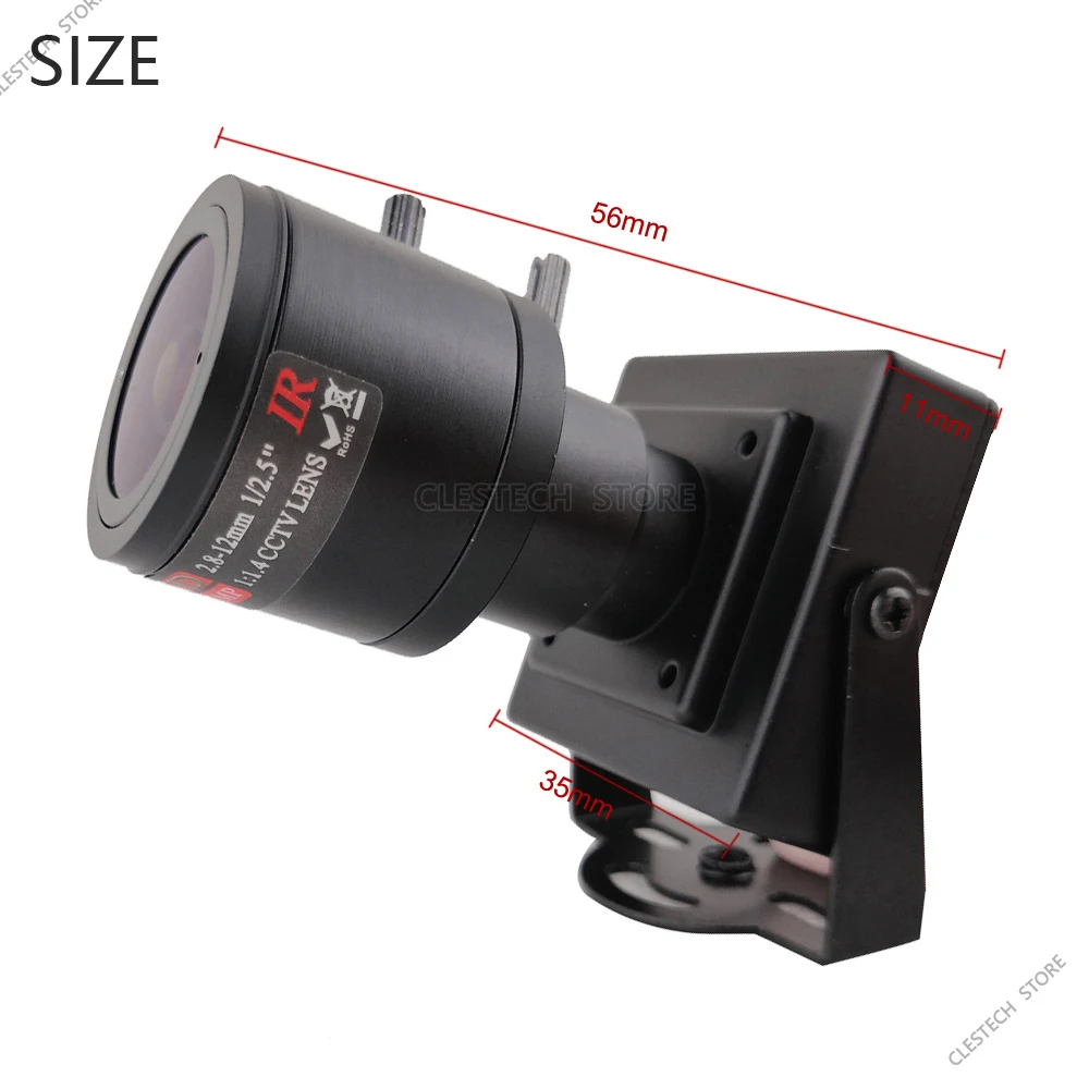 Mini caméra n\'aime 2.8mm-12mm, mise au point sous la TVL, n\'aime HD, mise au point manuelle, analogique, Cvbs, surveillance de sécurité en métal,