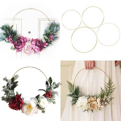 10-35cm Gold Iron Metal Ring Wreath Garland Baby Shower Floral Wreath Wedding Decoration Bride Flowers Hoop Decor