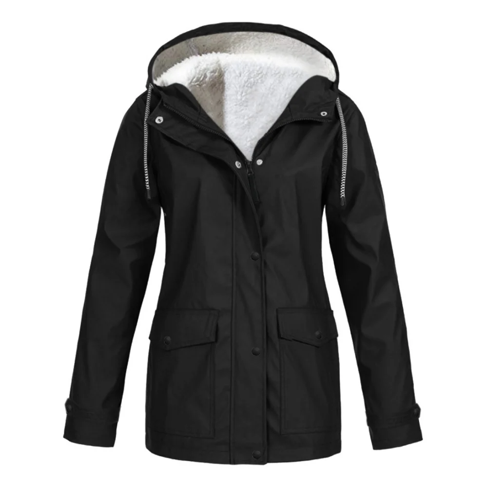 Frauen Herbst Winter Plus Samt Outdoor Jacke Winddicht Wasserdichte Bergsteigen Mit Kapuze Mantel