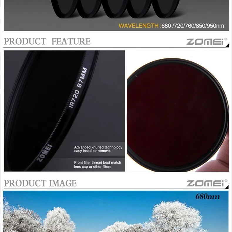 Filtro IR76 De 40,5 Mm Filtro De Grado óptico Infrarrojo IR De 760 NM