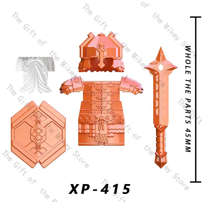 Single Sell Medieval Time Knight Dwarf Soldier Elves Figures Building Blocks Accessories Armor Shield Weapon Toys For Kid KT1054