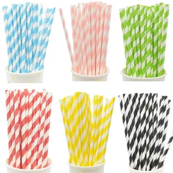 Biodegradable Stripes Paper Straws Pink Blue Yellow Stripes Drinking Straws Wedding Birthday Party Decoration Baby Shower Kids