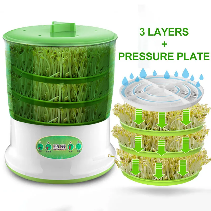 

Electric Bean Sprouts Machine Household Green Seeds Growing Germinator Seedling Growth Bucket