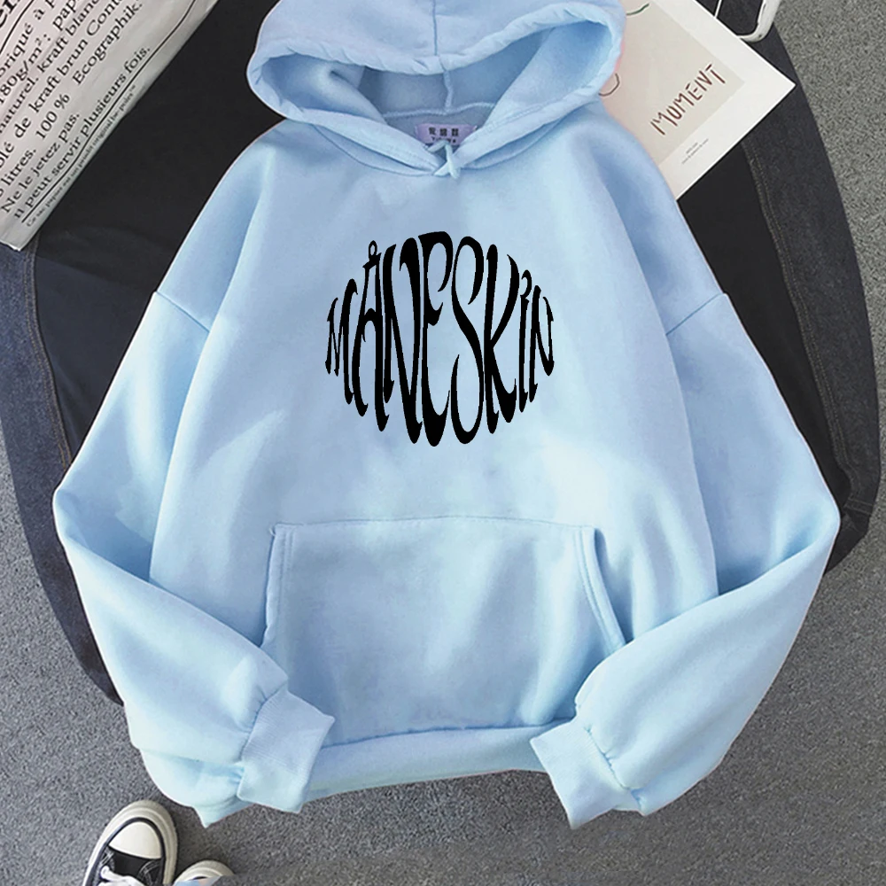 Maneskin Hoodie New Fashion Women Oversized Loose O-Neck Casual Sweatshirts Hoodies Harajuku Fleece Pullovers Hoody 11 Colors