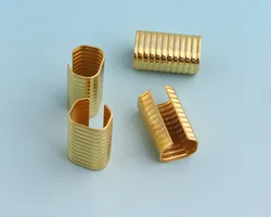 Gold Ribbon End Clamps Webbing End Cap Lanyard Clasp Crimp Fasteners Closures Leather End Cap