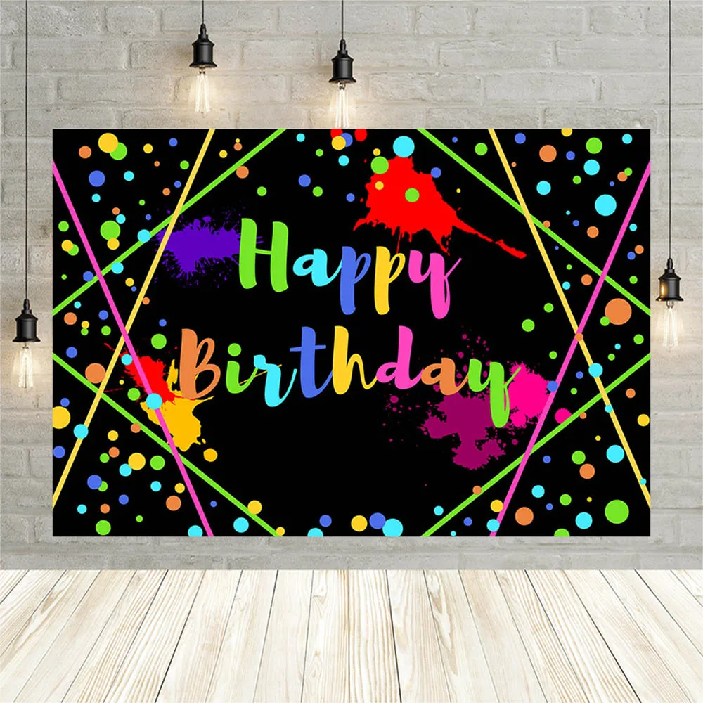 Avezano Happy Birthday Party Backdrop Paint Splatter Graffiti Colorful Polka Dots Child Baby Photography Background Photo Studio