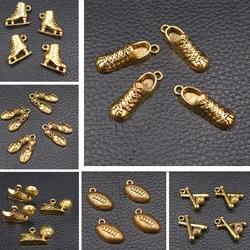 10pcs Mix Sports Sneakers/Dancing Shoes/Skating Shoes/Running Shoes/Football/Baseball/Pendant DIY Charm Jewelry Crafts Making